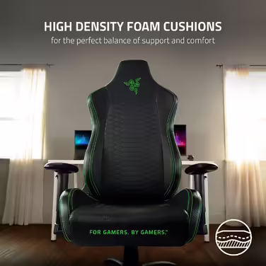 Razer Iskur X - Ergonomic Gaming Chair (Desk Chair / Office Chair, Ergonomic Design, Multi-Layered Faux Leather, High-Density Foam Padding) Black/Green | Standard Green Iskur X