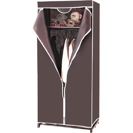 RELAX4LIFE Wardrobe with Metal Frame, Fabric Closet with Large Storage Space, Folding Wardrobe with Cover, Textile Closet with Non-Slip Feet, Folding Clothes Closet Fabric Wardrobe (Coffee Brown)