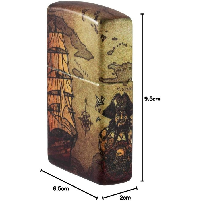 Запальничка ZIPPO із зображенням піратського корабля, 540° кольоровий принт, біла матова, багаторазова, у подарунковій коробці