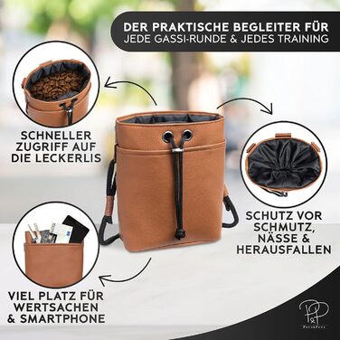 Pawz&Pawz Лекарлики для собак | Стильний аксесуар для годування, дресирування та виховання цуценят | Практичний, міцний, з дозатором для відходів | Сумка для прогулянок з собакою (Коричневий)