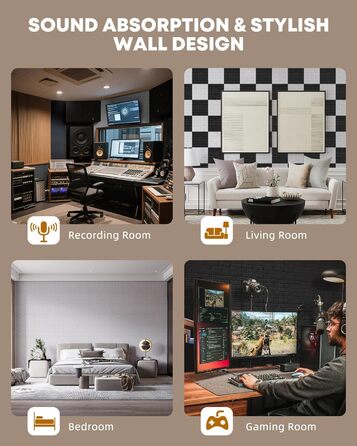 Акустичні панелі Jamelo 3D цегла самоклейні, 30x30x0,9 см, 12 шт. — звукоізоляція та декорування стін для студії, спальні та офісу (світло-сірий)