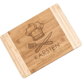 Maverton Bamboo Cutting Board with Engraving - Serving Board - Bread and Cheese Board, Solid Wood - Christmas Gifts - Size: 35x25 cm - Cutting Board for Men - for Birthdays - for Christmas - Chef
