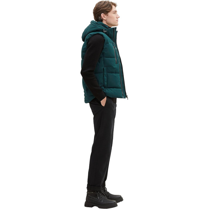 Жилет чоловічий Tom Tailor з капюшоном, утеплений, Deep Green Lake (XXL)