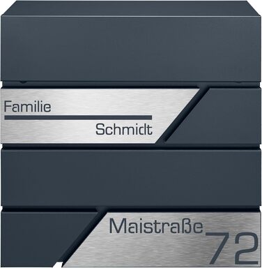 Поштовий ящик з газетницею антрацит, нержавіюча сталь, настінний, з замком та газетницею - лазерне гравіювання