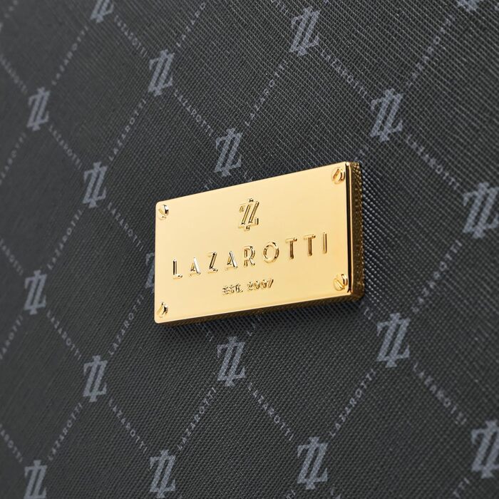 Чорний валіза середнього розміру Lazarotti Palermo (66 см) | Тріумф середній валіза-тележка 49 x 29 x 66 см | Легкий гібридний матеріал з логотипом та захистом кутів | 4 подвійні колеса та TSA-замок для жінок та чоловіків