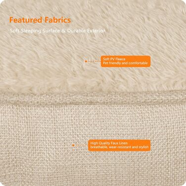 Ліжко для собак, собаче ліжко, подушка для собак, корзина для собак. Знімне та пральне, бежеве, 90 x 75 x 25 см