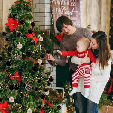 40 шт. прозорих новорічних кулі з кришкою, 6 см, прикраси для ялинки, вікна, інтер'єру та екстер'єру, чорний + золотий (різні дизайни)