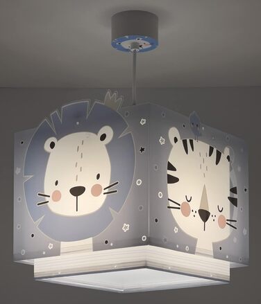 Dalber Kids Lamp Pendant Light Hanging Lamp Baby Jungle Animals Jungle Animals, Plastic, Blue