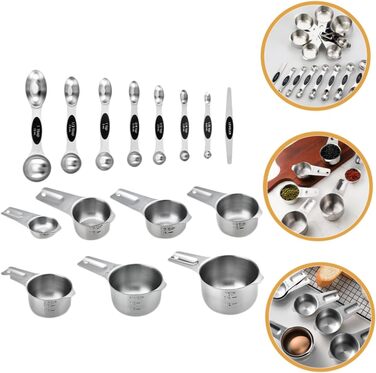 PRETYZOOM 3-Piece Measuring Cup and Spoon Set, Baking Molds, Cold Brew Coffee Maker, Coffee Cups, Medium Cookie Cutters (Reindeer), Baking Measuring Cup, Measuring Spoons, Cup, Stainless Steel
