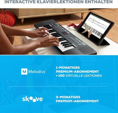 Alesis Melody 54 - Портативна клавіатура з 54 клавішами, вбудованими динаміками, 300 звуками, 300 ритмами, 40 демо-піснями, навчальними інструментами, мікрофоном та підставкою для нот (32 клавіші)