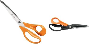 Ножиці для тканини Fiskars 25 см для правші, нержавіюча сталь, помаранчеві, багатофункціональні ножиці з роз’ємними лезами, з чохлом, 23 см, чорні/помаранчеві