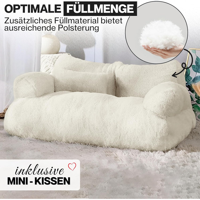 Софа для котів Noviclass Simba: м'яке ліжко для котів та собак, 70x48 см, з подушкою, знімний чохол (кремовий)