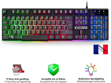 Ігровий комплект Empire Gaming Armor RF800: Клавіатура та миша бездротові AZERTY (французька розкладка) RGB з килимком для миші. Підтримка PC, PS4, PS5, Xbox One/Series, Mac. Білий (MK800)