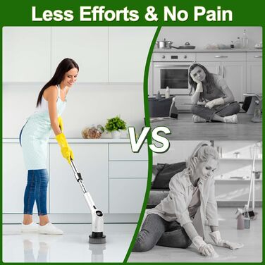 Електрична щітка для чищення з 7 насадок, IPX7 водонепроникна, регульована ручка, для ванної кімнати (біла)