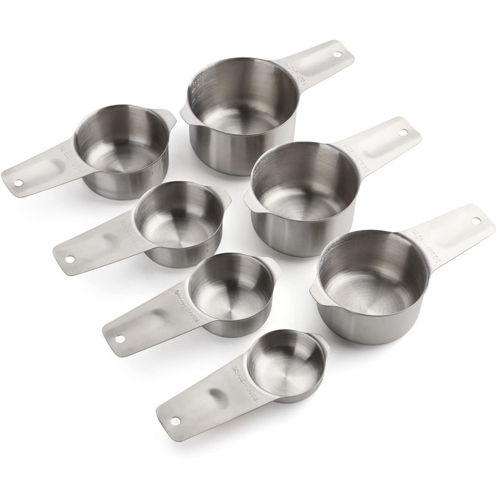 Stainless Steel Measuring Cup and Spoon Set - 7 Stackable Measuring Cups for Dry and Liquid Ingredients
