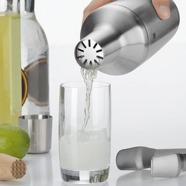 WMF Matryoshka Cocktail Set, 5-Piece, Bar Set with Stainless Steel Cocktail Shaker (700ml), Jigger, Cocktail Strainer, Ice Tongs, and Muddler, Nesting