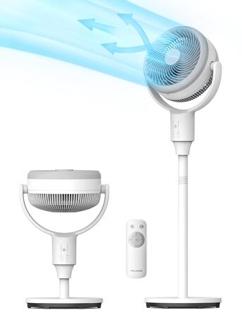 Вентилятор торнадо PELONIS з пульт дистанційного керування, дисплеєм, 3D циркуляцією, тихий (36.5dB), потужний (10м повітряний потік), регульована висота (60/111см), 4 швидкості, таймер, знімна решітка, поворотний, 92см, чорний