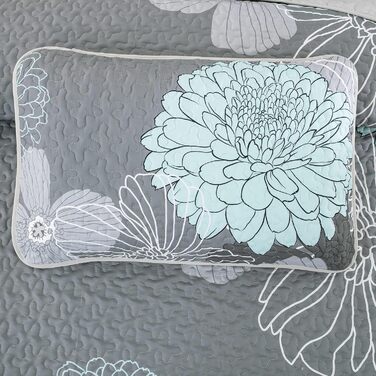 Покривало Tagesdecke WONGS BEDDING 220x240 см, зелене, квітковий дизайн, мікрофібра, комплект з 2 наволочками 48x75 см