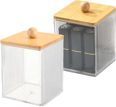 Набір для зберігання ватних паличок та дисків, чорний, акрил/бамбук, 3 шт.