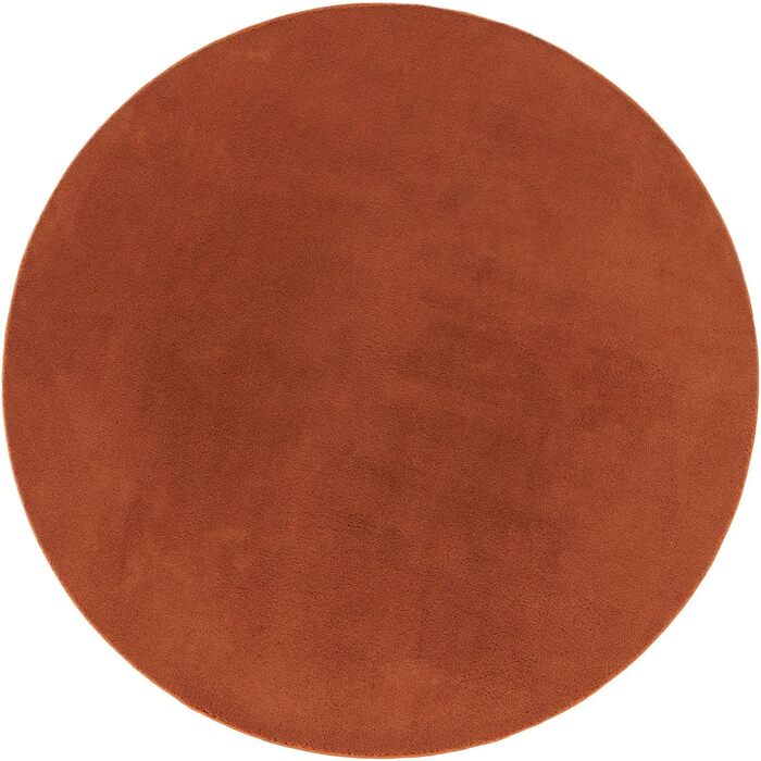Килимок для вітальні TT Home з коротким ворсом, антиковзаюча підкладка, однотонний, сучасний, можна прати, темно-помаранчевий, 80 см (круглий)