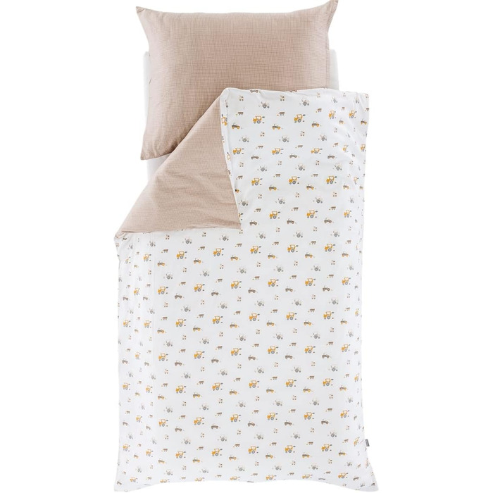 Комплект постільної білизни Träumeland для немовлят, 80x80 см + 35x40 см, 100% бавовна, зручна сумка-мішечок (Маленька ферма)