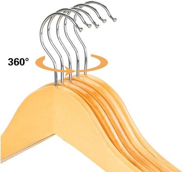 Дерев'яні вішалки для одягу з виступами для спідниць та штанів, 360° обертання, 20 шт. (білий)