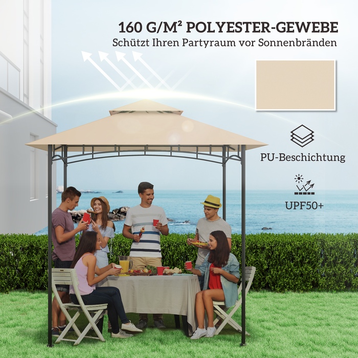 Outsunny Replacement Canopy for Gazebo 1.5 m x 2.4 m - Replacement Canopy Only, Double-Tiered Protective Cover, Water-Resistant Outdoor Canopy, Roof Suitable for Outdoor Grill Tent, Beige | Aosom