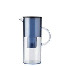 Stelton Water Filter Pitcher EM77 - Compatible with Brita Water Filter Cartridges - Modern Style Plastic Water Pitcher - Reduces Chlorine, Limescale - 2 Liters, Tinted (Blue)