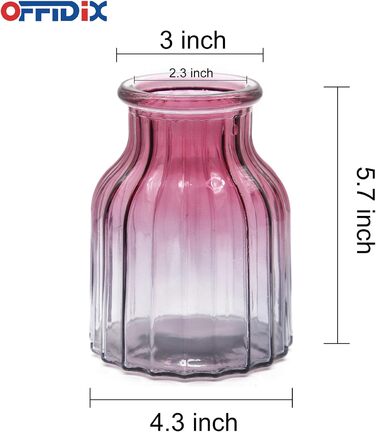 Скляна ваза OFFIDIX з градієнтом кольору, багатокольорова, геометричний фацет, для квітів, декору, вечірок, офісу та дому