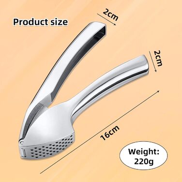 Преміум-прес для часнику: міцний, довговічний, з полірованою поверхнею. Легке подрібнення часнику та імбиру. Не потребує очищення. Ідеально підходить для дрібних інгредієнтів.