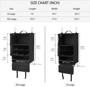Органайзер для одягу Granny Says з 3 відділеннями, чорний. Підвісний кофр-органайзер для подорожей, компактний, для шафи, у дорогу