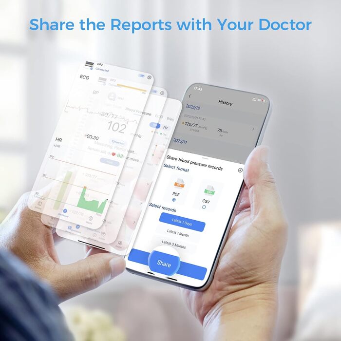 Wellue Armfit Plus: тонометр на плече з ЕКГ, Bluetooth, для дому. Безкоштовний додаток iOS & Android. Велика манжета.