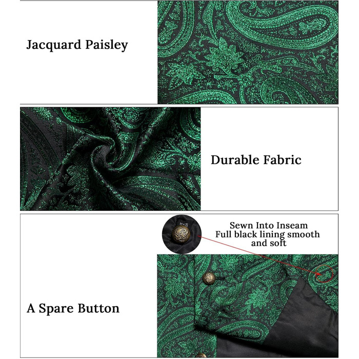 Чоловіча жилетка DiBanGu з візерунком пейслі, комплект 7 предметів: жилетка, краватка, метелик, реверсна голка, для весілля, смокінгу, костюма, 3XL, смарагдово-зелений