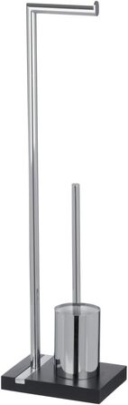 Набір для туалету WENKO Noble Elegante: тримач для щітки та туалетного паперу, полірезин, чорний, 20 x 74 x 15 см, хром/чорний