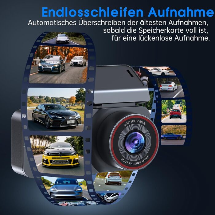 Відеореєстратор автомобільний Dual 2.5K QHD (передній + задній) з нічним баченням, картом 64GB та паркувальним режимом, чорний