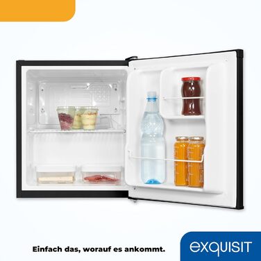 Міні-холодильник Exquisit 40 л, білий, ширина 45 см, висота 51 см, без морозильної камери, двері відкриваються зліва/справа, модель KB505-V-040E