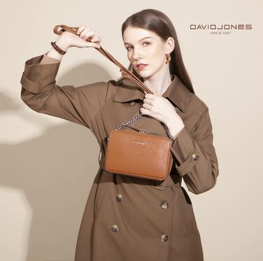 Жіноча міні сумка David Jones з екошкіри, клатч через плече, ланцюжок, вечірня, камелевий колір