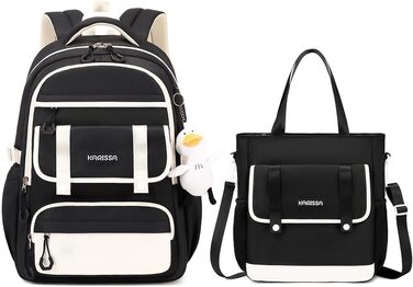Шкільний рюкзак для дівчаток 2 в 1: рюкзак та сумочка, 3-7 клас, 45 см, чорний