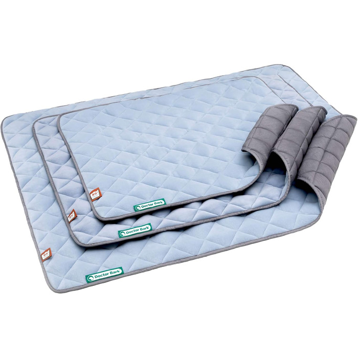 Підстилка для собак Doctor Bark: флісова двостороння, велика, 140x110 см (Beige/Grün, Himmelblau/Hellgrau). Миється до 95°C.