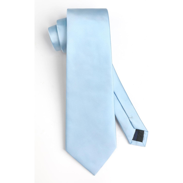 HISDERN Комплект краваток для чоловіків: краватка, кишеньковий хустинка та краватки-затискач. Класичний однотонний дизайн, світло-блакитний колір, для урочистих подій, весілля, свят.