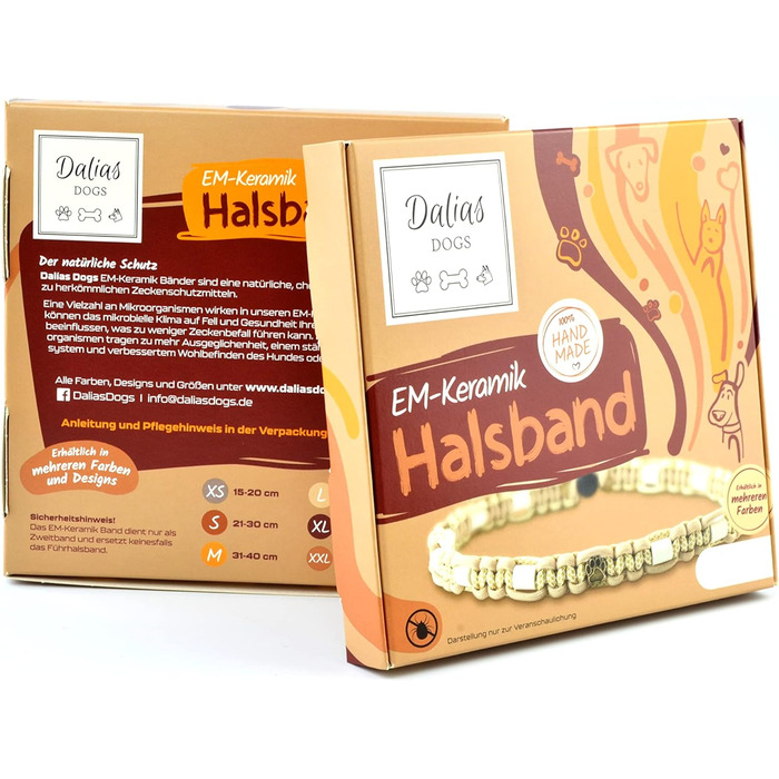 Обійний нашийник EM-Keramik для собак та котів - виготовлення на замовлення, оригінальна стрічка EM-Band US-Paracord (51-60 см, Полуниця)