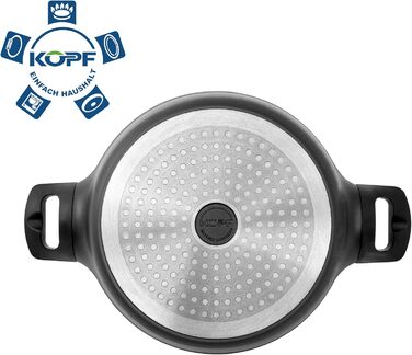Набір каструль KOPF Thermo Pro з алюмінію для індукції, антипригарне покриття Teflon, мармуровий дизайн, 3 каструлі з кришками та сковорода, універсальні, 7 предметів, чорний