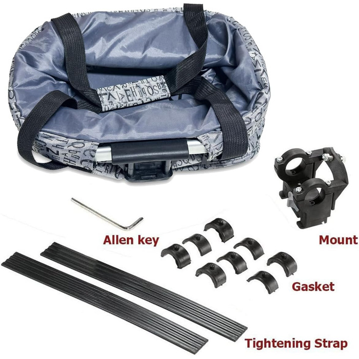 Складаний водонепроникний кошик на кермо велосипеда, знімний, з алюмінієвого сплаву, для собак та котів, для походів, пікніків та покупок (Чорний/Сірий)