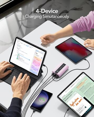Power Bank VRURC 20000mAh: Швидка зарядка 22.5W, USB-C, 6 портів, LED-дисплей, для iPhone, Samsung, Huawei, iPad, 22.5W QC/PD 3.0, CE-сертифікований, зелений (фіолетовий)