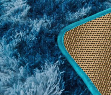 Килим для вітальні, дитячої, спальні 200x300 см, темно-синій, миючий, з антиковзанням, високий ворс