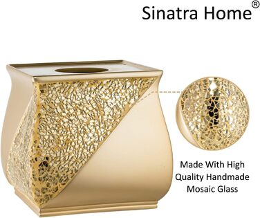 Набір аксесуарів для ванної кімнати Zahari Home Sinatra: мильниця, дозатор мила, тримач для зубних щіток, стаканчик, сміттєве відро та органайзер для серветок. Сучасний дизайн, блискуче мозаїчне скло, чорний колір.