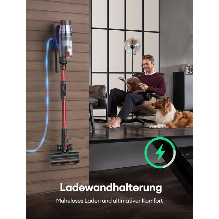 Ultenic U16 Flex Cordless Vacuum Cleaner 550W/45 Kpa, 60-Minute Runtime Cordless Vacuum with Touchscreen and Telescopic Tube, Wall-Mounted Charging Station with Indicator Light, Anti-Tangle for Hard Floors, Carpets, and Pet Hair