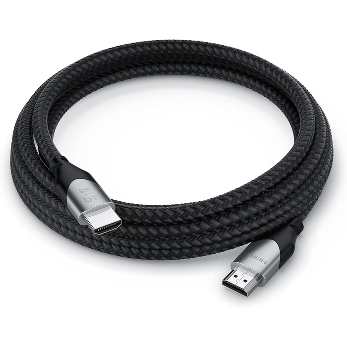 HDMI 2.1 кабель 8K Ultra High Speed II 2м (2 метри) з Ethernet, eARC, HDR10+, 120 Гц, DSC, Nylon, сумісний з Blu-Ray, PS4, PS5, Xbox