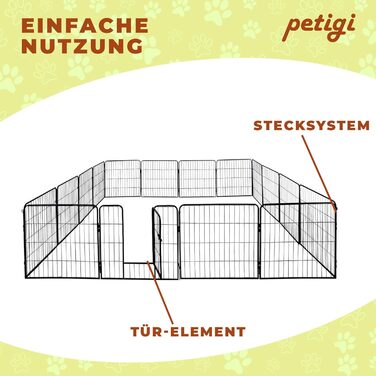 Переносний вольєр для цуценят Petigi, сталевий, з порошковим покриттям, розкладний, розмір 80x60 см
