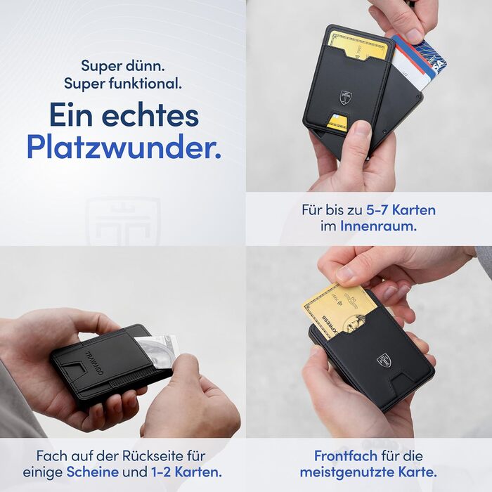 Чоловічий гаманець Travando Swype з екошкіри та алюмінію на 6-7 карт з RFID захистом, відділенням для грошей та подарунковою коробкою